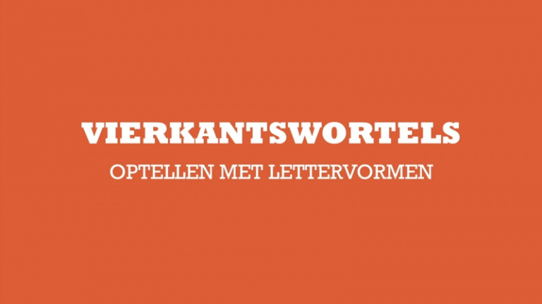 Vierkantswortels optellen met lettervormen.